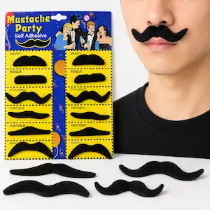 Set de 12 bigotes autoadhesivos para fiestas y disfraces