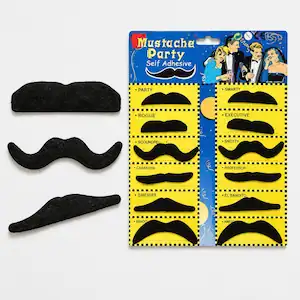 Set de 12 bigotes autoadhesivos para fiestas y disfraces - Imagen 2