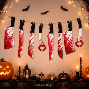 Guirnalda de Halloween con Cuchillos Ensangrentados