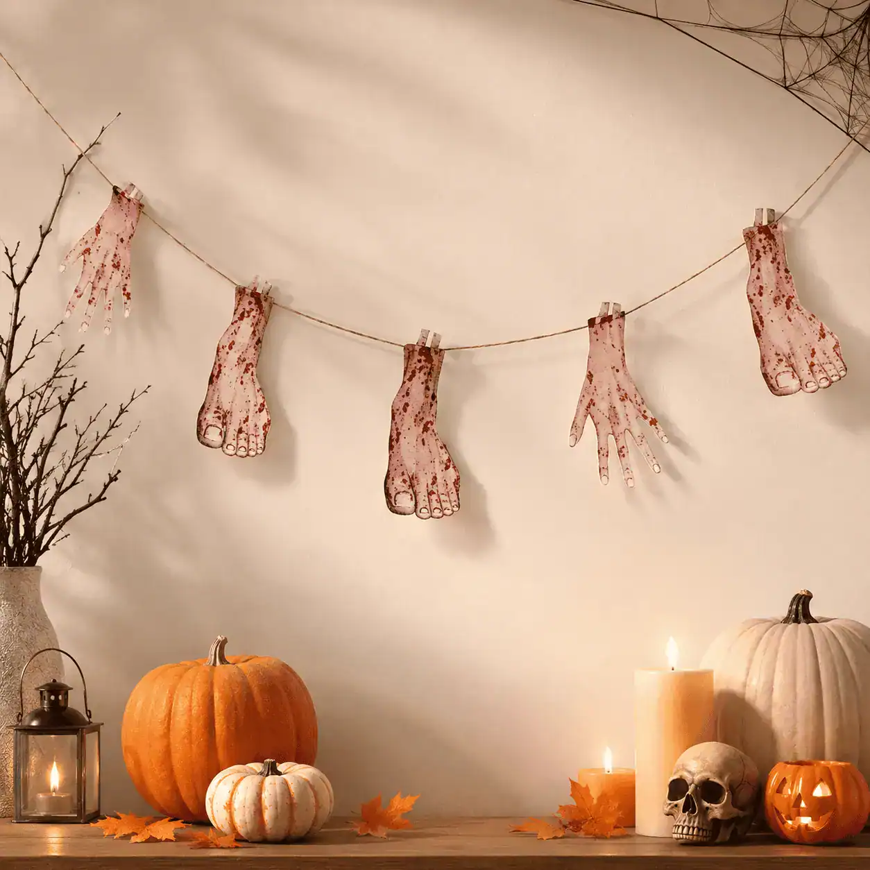 Guirnalda de Halloween con Manos y Pies Ensangrentados - Imagen 2