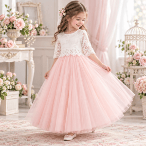 Vestido 2 piezas con Encaje y Falda de Tul
