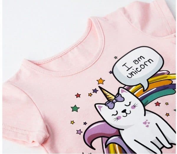 Conjunto de polera y falda tutú de unicornio