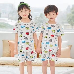 Pijama de algodon, 2 piezas, polera manga corta y short-MX80