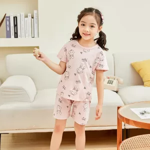 Pijama de algodon, 2 piezas, polera manga corta y short-2120