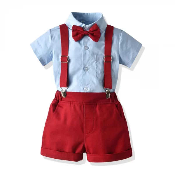 Conjunto de bermuda, tiradores, moño y camisa de vestir-bmtz286