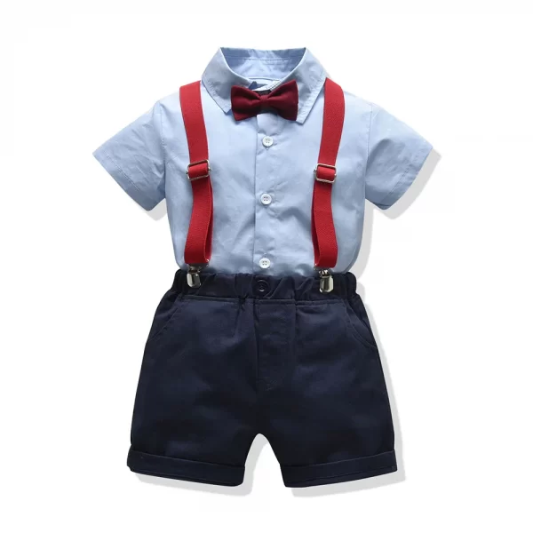 Conjunto de bermuda, tiradores, moño y camisa de vestir-bmtz286