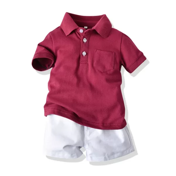 Conjunto de bermuda de vestir y polera polo para bebes y niños-TZ1303