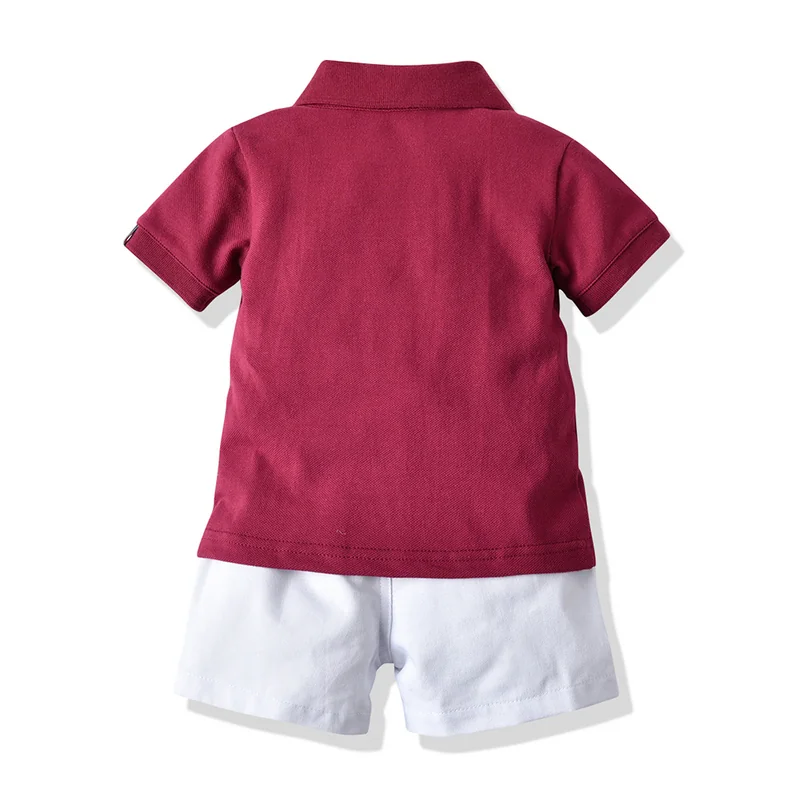Conjunto de bermuda de vestir y polera polo para bebes y niños-TZ1303