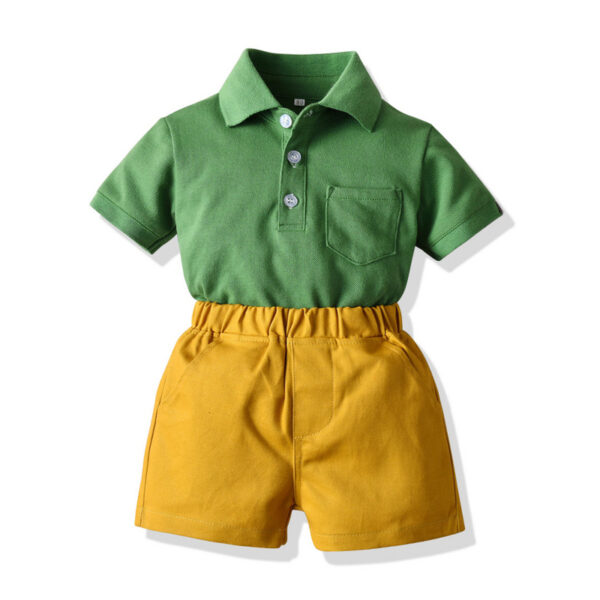 Conjunto de bermuda de vestir y polera polo para bebes y niños-TZ1303