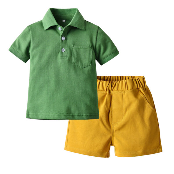 Conjunto de bermuda de vestir y polera polo para bebes y niños-TZ1303