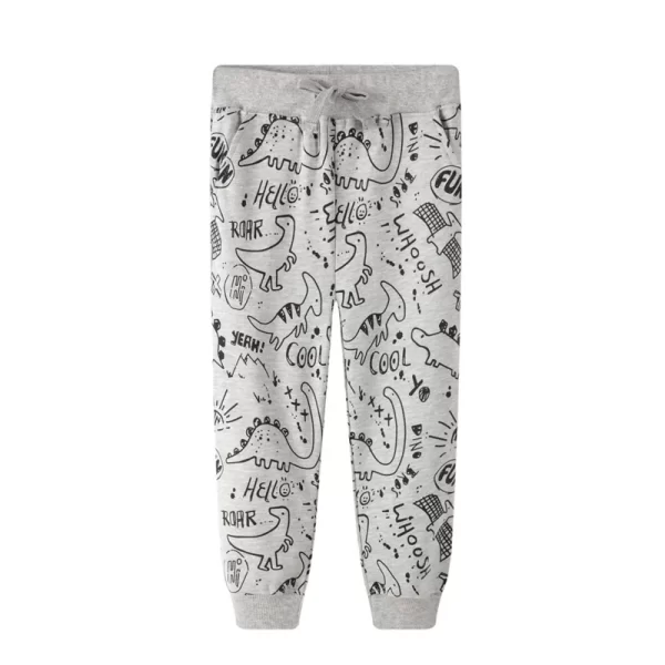 Pantalones de algodon con apliques, estampados y bordados-9011