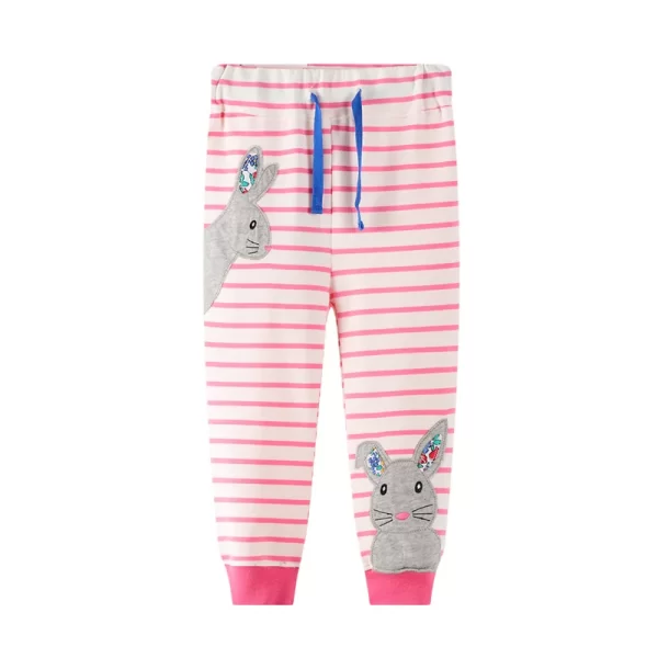Pantalones de algodon con apliques, estampados y bordados-9009