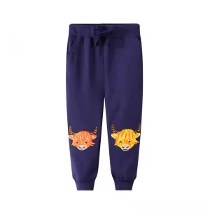 Pantalones de algodon con apliques, estampados y bordados-9020