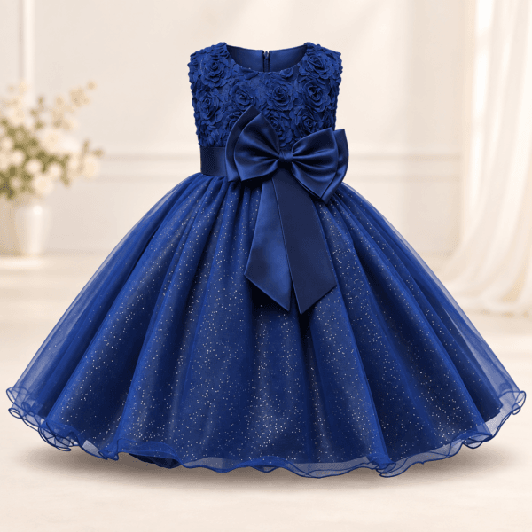 Vestido de fiesta infantil con encaje y moño