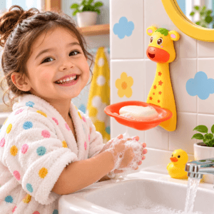 Jabonera infantil de pared con diseño de animalitos