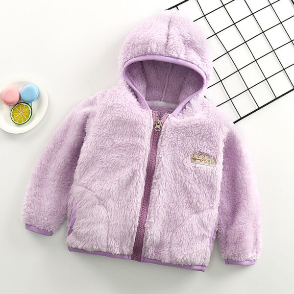Chaqueta de polar con cierre, bolsillos y capucha-TR06