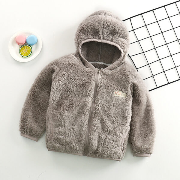 Chaqueta de polar con cierre, bolsillos y capucha-TR06