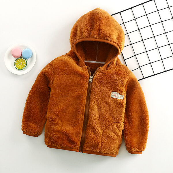 Chaqueta de polar con cierre, bolsillos y capucha-TR06