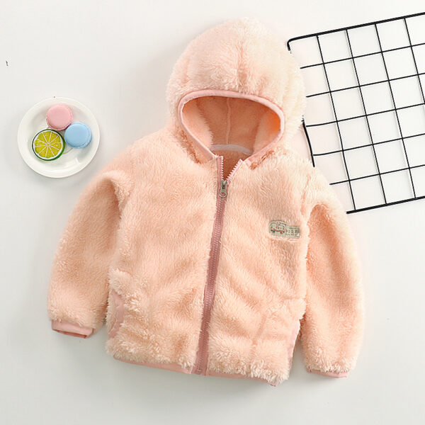 Chaqueta de polar con cierre, bolsillos y capucha-TR06