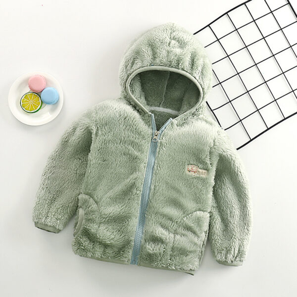 Chaqueta de polar con cierre, bolsillos y capucha-TR06