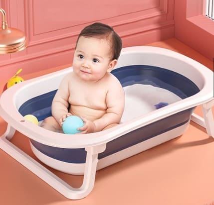 NIBLEAR Pack Bañera plegable bebé con termómetro y cojín