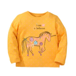 Polera de algodón, manga larga niñas