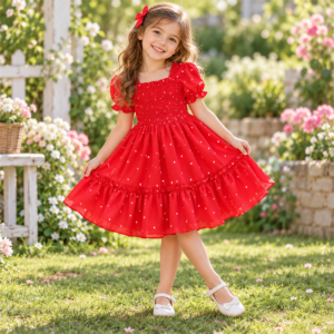 Vestido casual de lunares para niña