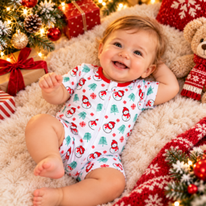 Enterito Navideño para Bebé Unisex Manga Corta con Cierre