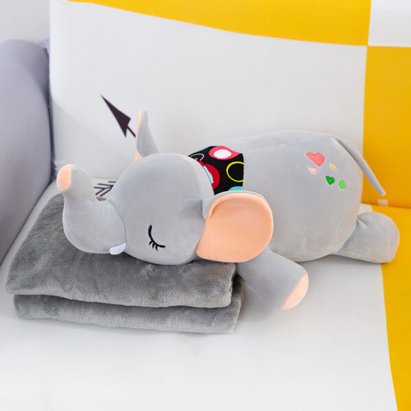 Cojín, peluche elefante con manta