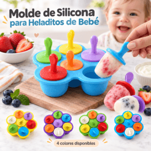 Molde de Silicona para Heladitos de Bebé | Bandeja Flexible con Tapa