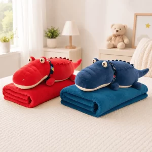 Cojín Peluche de Cocodrilo con Manta Infantil