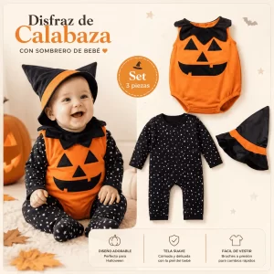 Disfraz de calabaza con sombrero de bebé