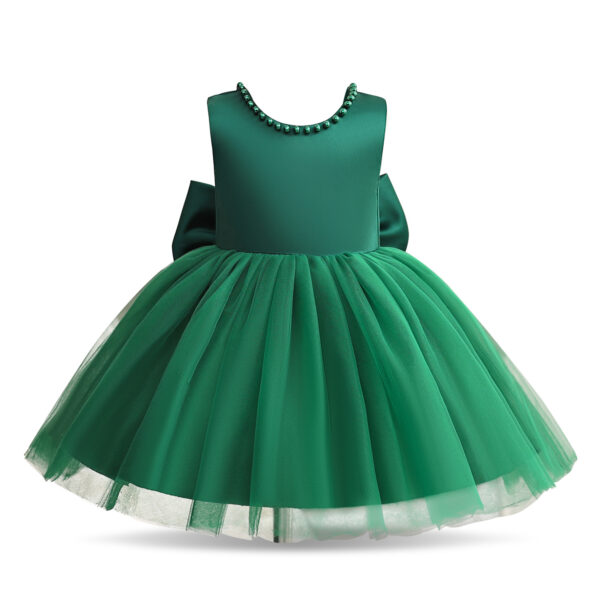 Vestido de fiesta con lazo y perlas