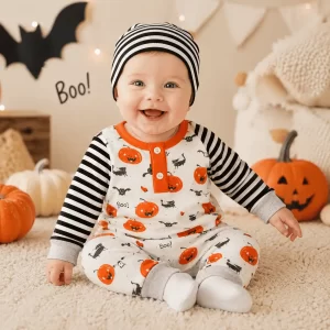 Enterito Largo estampado halloween con gorrito