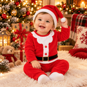 Conjunto Navideño Bebé Santa Claus 3 Piezas