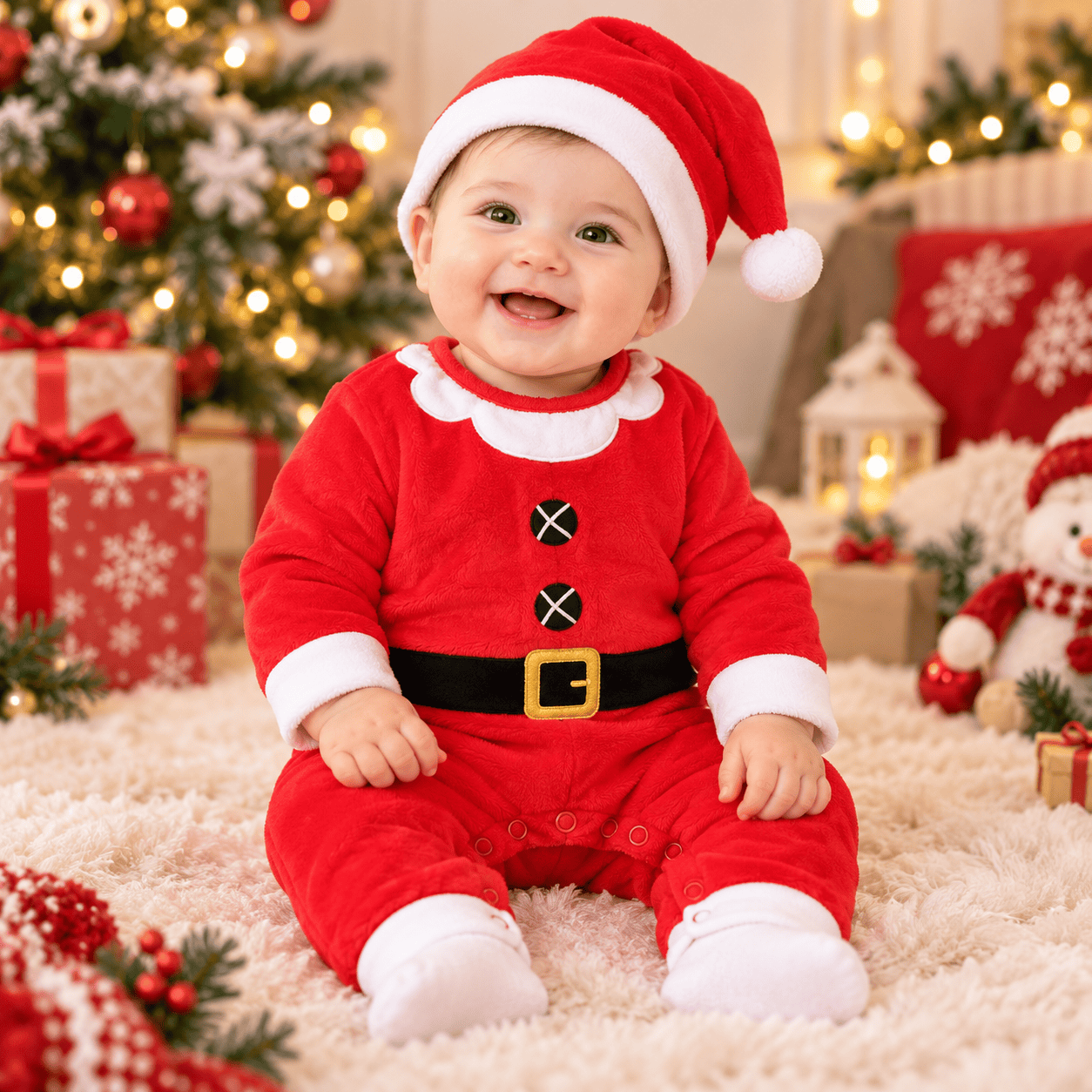 Disfraz navideño para bebé con gorrito
