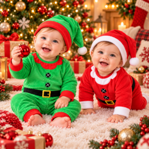 Disfraz Navideño para Bebé con Gorrito – Duende y Viejito Pascuero