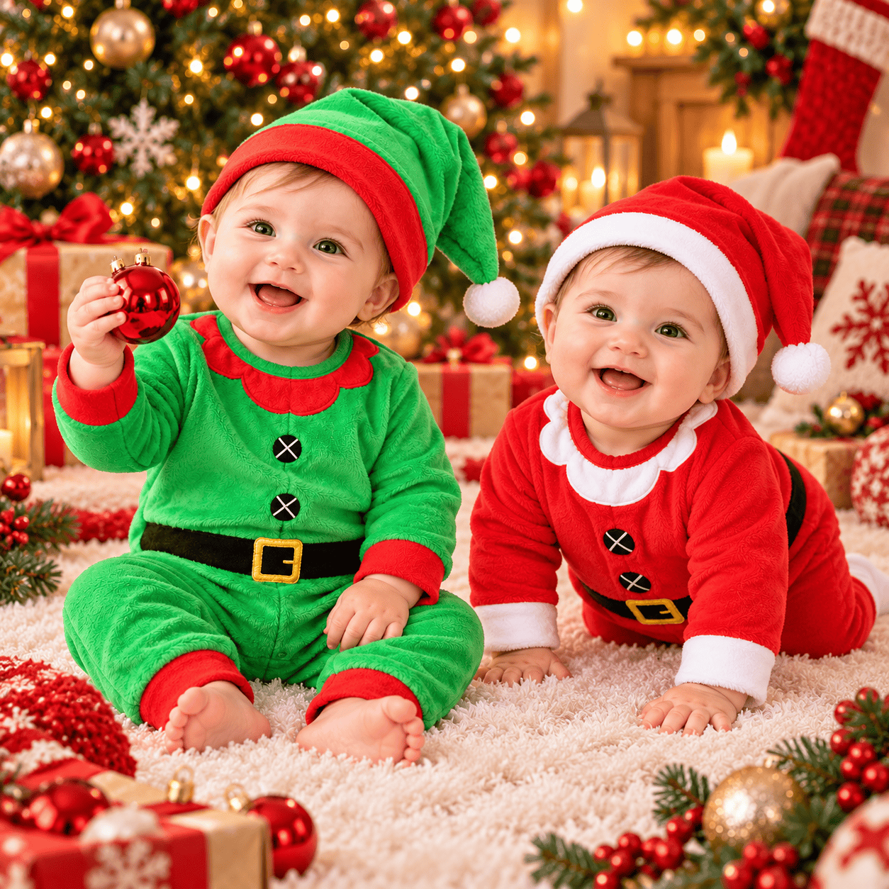 Disfraz navideño para bebé con gorrito