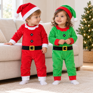 Disfraz Navideño para Bebé con Gorrito – Duende y Viejito Pascuero