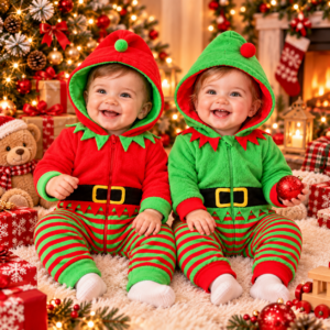 Disfraz Navideño de Duende para Bebé con Capucha