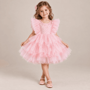 Vestido de niña con tull en capas