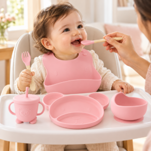Set de Alimentación para Bebé Diseño Osito con Vaso y Babero