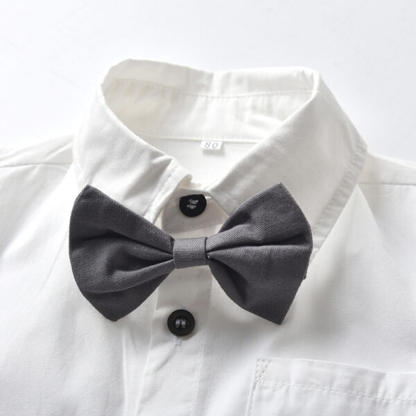 Conjunto de vestir con lazo color gris