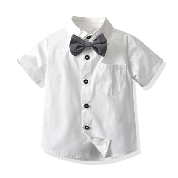 Conjunto de vestir con lazo color gris