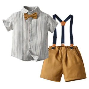 Conjunto de vestir con tirantes y lazo