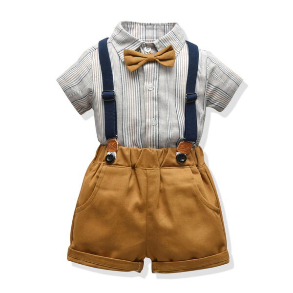 Conjunto de vestir con tirantes y lazo