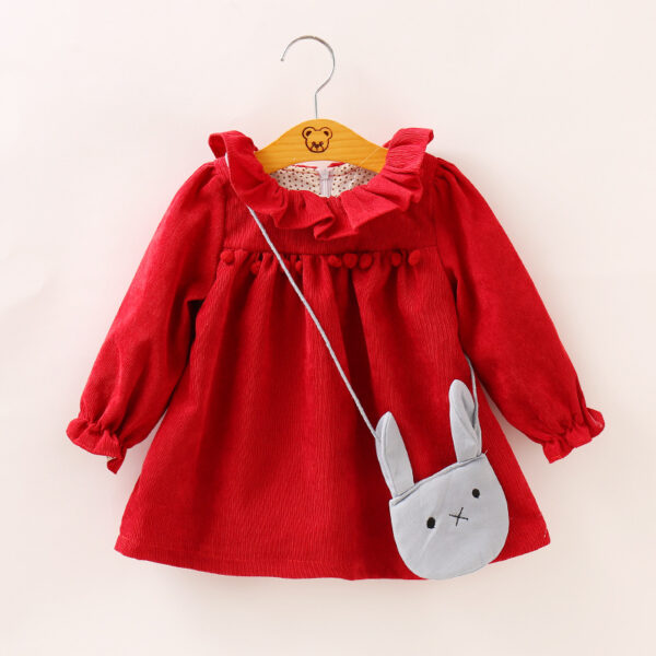 Vestido de cotelé con conejito