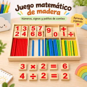 Set de Palitos Matemáticos de Madera | Aprendizaje de Números y Cálculo