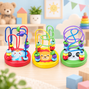 Laberinto de Cuentas de Madera Infantil | Juego de Motricidad y Aprendizaje
