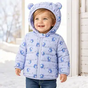 Chaqueta acolchada infantil con orejas de oso